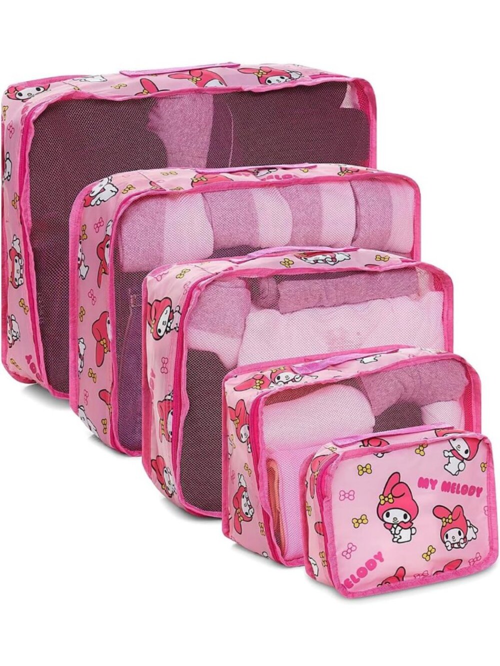 5-Piece Packing Cubes Set - Travel Organizer Bags for Suitcase - Cute Travel